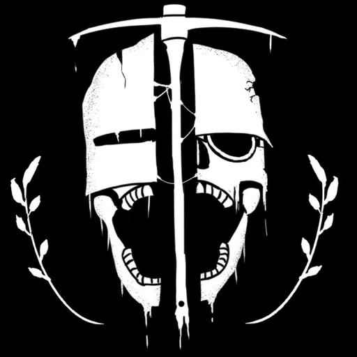 Official Grave Digger icon: a white split skull with a pickaxe on black