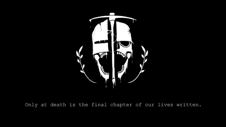 Grave Digger emblem, a split skull with a pickaxe, in white on a black background