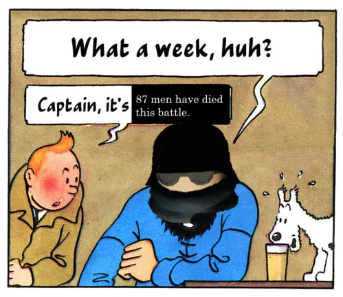 Grave Digger fan comic: a tired captain told 87 men died in one battle